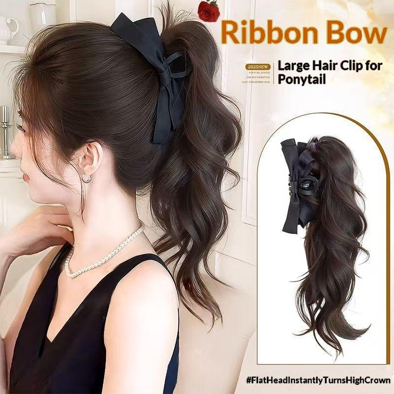Cosplay Prop Bow - วิกผมหางม้าแบบหนีบ (BF06) ขนาด 14 นิ้ว พร้อมโบว์ผูกผม