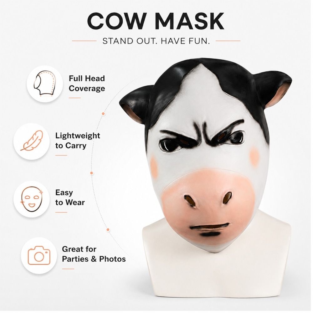หน้ากากวัวดีไซน์ตลกสำหรับเล่นแ - Cosplay Prop Designer บทวิจารณ์และราคา