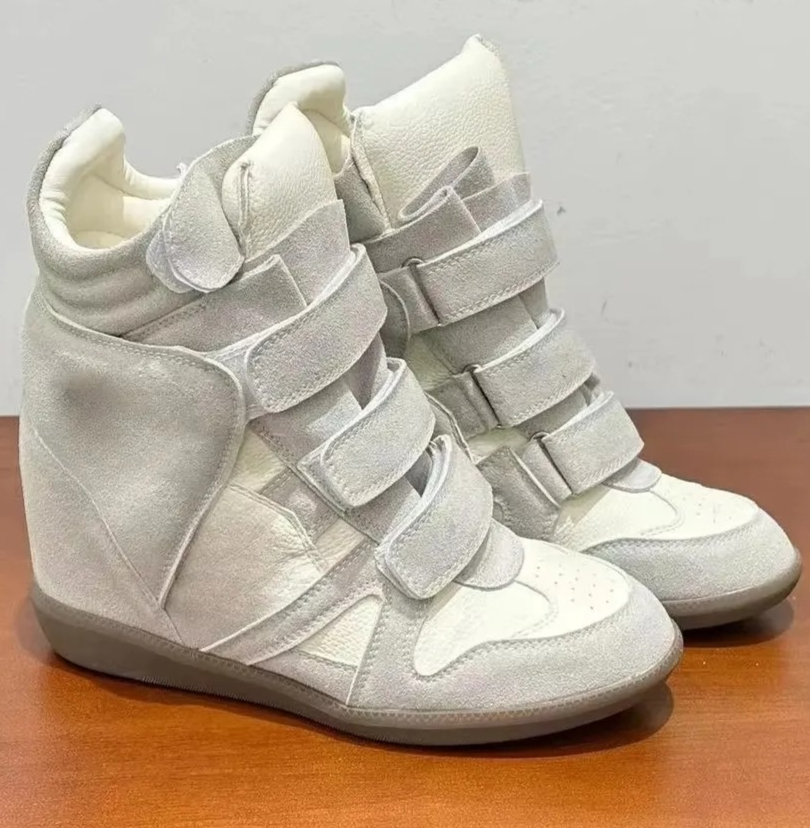 รองเท้าผ้าใบหุ้มข้อส้นลิ่มซ่อน - Velcro Hook Loop บทวิจารณ์และราคา